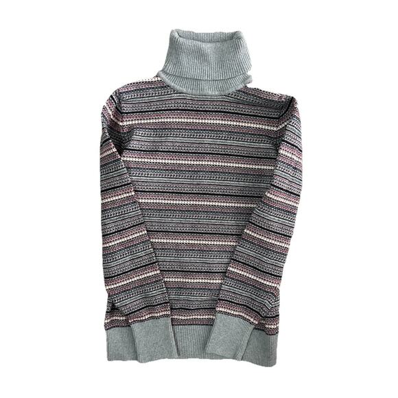 LL Bean Women’s Cotton Cashmere Blend Fair Isle Turtleneck Knit Sweater Size M - Picture 6 of 8